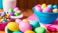 A Bowl Of Colorful Easter Eggs On A Table Royalty Free Stock Photo