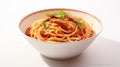 Digitally Enhanced Spaghetti In Oriental Red And White Bowl