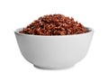 Bowl of cooked brown rice on white Royalty Free Stock Photo