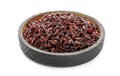 Bowl of cooked brown rice on white Royalty Free Stock Photo