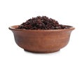 Bowl of cooked brown rice on white Royalty Free Stock Photo