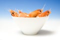 Bowl of cooked prawns