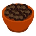 Bowl of coriander spices icon, isometric style