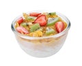 Bowl of corn flakes with fruit Royalty Free Stock Photo