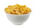 Bowl of corn flakes isolated on white background, top view Royalty Free Stock Photo