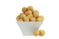 Bowl of corn puffs isolated Royalty Free Stock Photo