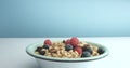 Bowl with corn rings and berries Royalty Free Stock Photo