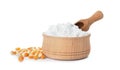 Bowl with corn starch and scoop Royalty Free Stock Photo