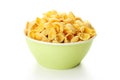 Bowl of cornflakes isolated on white Royalty Free Stock Photo