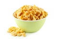 Bowl of cornflakes isolated on white Royalty Free Stock Photo