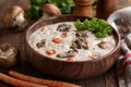 Bowl of cream of mushroom soup Royalty Free Stock Photo