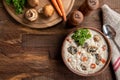 Bowl of cream of mushroom soup Royalty Free Stock Photo