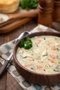 Bowl of creamy chicken and rice soup Royalty Free Stock Photo