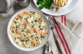 Bowl of Creamy Chicken and Rice Soup Royalty Free Stock Photo