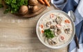 Bowl of creamy mushroom soup Royalty Free Stock Photo