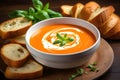 A bowl of creamy tomato soup. Ai Generated.NO.01 Royalty Free Stock Photo