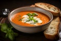 A bowl of creamy tomato soup. Ai Generated.NO.03 Royalty Free Stock Photo