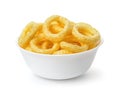 Bowl of crispy onion rings Royalty Free Stock Photo