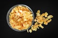 Bowl of crunchy corn-flakes Royalty Free Stock Photo