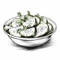 Bowl Of Cucumbers And Parsley