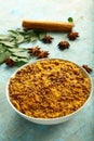 Bowl of Dal biji,moth namkeen Indian fried spicy snacks