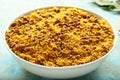 Bowl of Dal biji,moth namkeen Indian fried spicy snacks