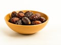 A bowl of dates, White Background, Royalty Free Stock Photo