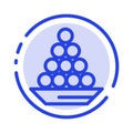 Bowl, Delicacy, Dessert, Indian, Laddu, Sweet, Treat Blue Dotted Line Line Icon