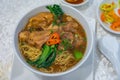 Bowl of delicious Chinese styled braised beef brisket noodle Royalty Free Stock Photo