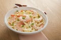 Pasta Fettucine Alfredo with Shrimp or Prawns Royalty Free Stock Photo