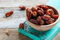 Bowl with delicious dried dates.