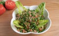 A bowl of delicious fresh Tabbouleh tabbouli salad with parsley, mint, tomato, onion, olive oil and lemon juice Royalty Free Stock Photo