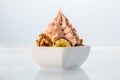 Bowl of delicious nutty frozen yoghurt Royalty Free Stock Photo