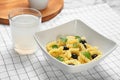 Bowl with delicious pasta salad Royalty Free Stock Photo