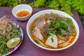 Bowl of delicious Vietnamese traditional beef noodles soup