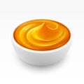 Bowl of dense Amber Honey Isolated on White Background