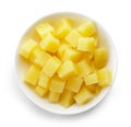 Bowl of diced boiled potatoes, from above Royalty Free Stock Photo