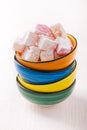 Bowl with diced Turkish delight Royalty Free Stock Photo