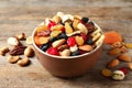 Bowl with different dried fruits and nuts Royalty Free Stock Photo