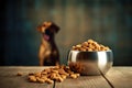 Bowl dog food. Generate Ai Royalty Free Stock Photo