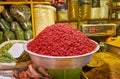 The bowl with dried barberry, Isfahan Grand Bazaar, Iran Royalty Free Stock Photo