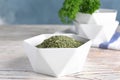 Bowl with dry parsley Royalty Free Stock Photo