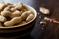 Bowl of Dry Salted Roasted Peanuts in Shell. Royalty Free Stock Photo