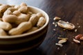 Bowl of Dry Salted Roasted Peanuts in Shell. Royalty Free Stock Photo