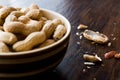 Bowl of Dry Salted Roasted Peanuts in Shell. Royalty Free Stock Photo