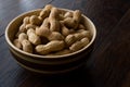 Bowl of Dry Salted Roasted Peanuts in Shell. Royalty Free Stock Photo