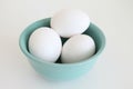 bowl of fresh whole eggs on a white background isolated Royalty Free Stock Photo