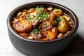 A bowl of fabada asturiana with white beans and pork Royalty Free Stock Photo