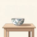 The bowl features muted green and blue designs against a white Royalty Free Stock Photo