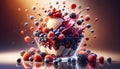 Bowl Filled With Fruit and Ice Cream. Generative AI Royalty Free Stock Photo